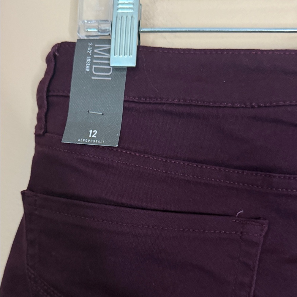 Aeropostale Women's Burgundy Cuffed Jean Shorts - Picture 5 of 6